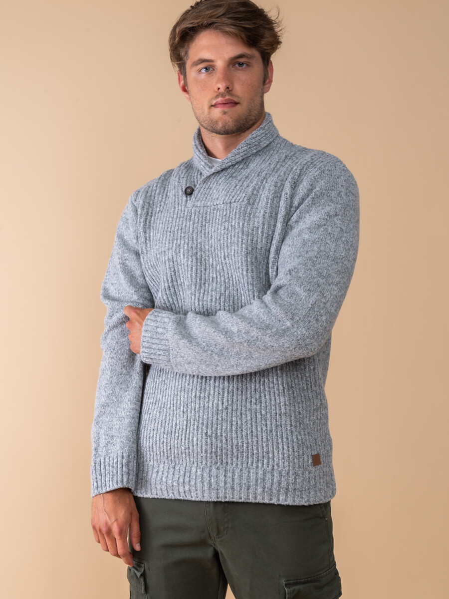 Sweater tejido con cuello - Gris 