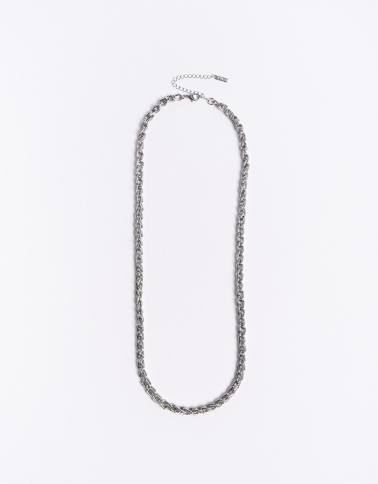 Collares Largos Metal Collar Largo Mix Cadenas - Plateado Rodio