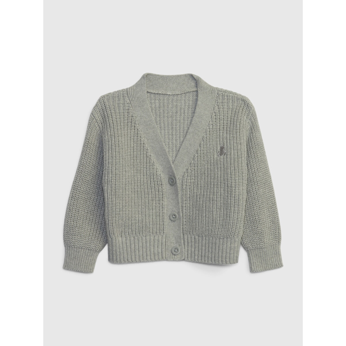 SHAKER CARDI - LIGHT HEATHER GREY 