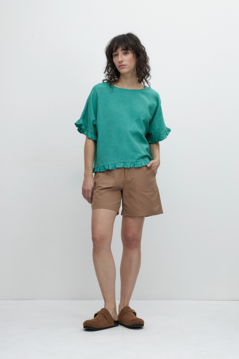 Blusa con volados verde