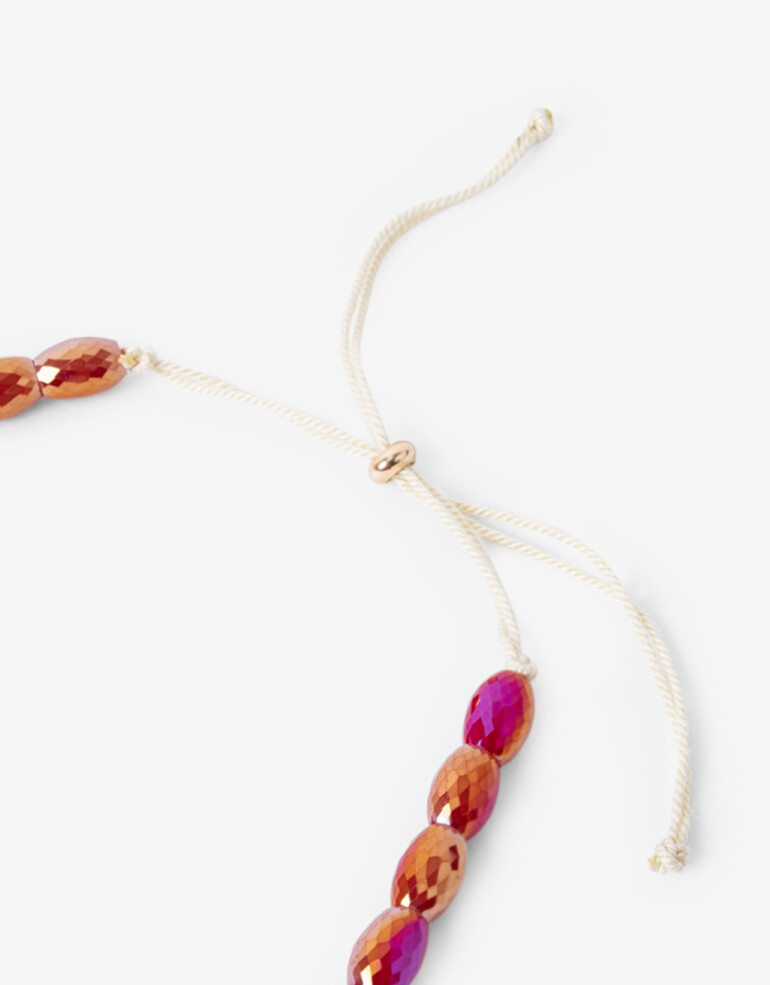 Collares Largos Color Collar Largo Oval Facetados - Rojo Cereza
