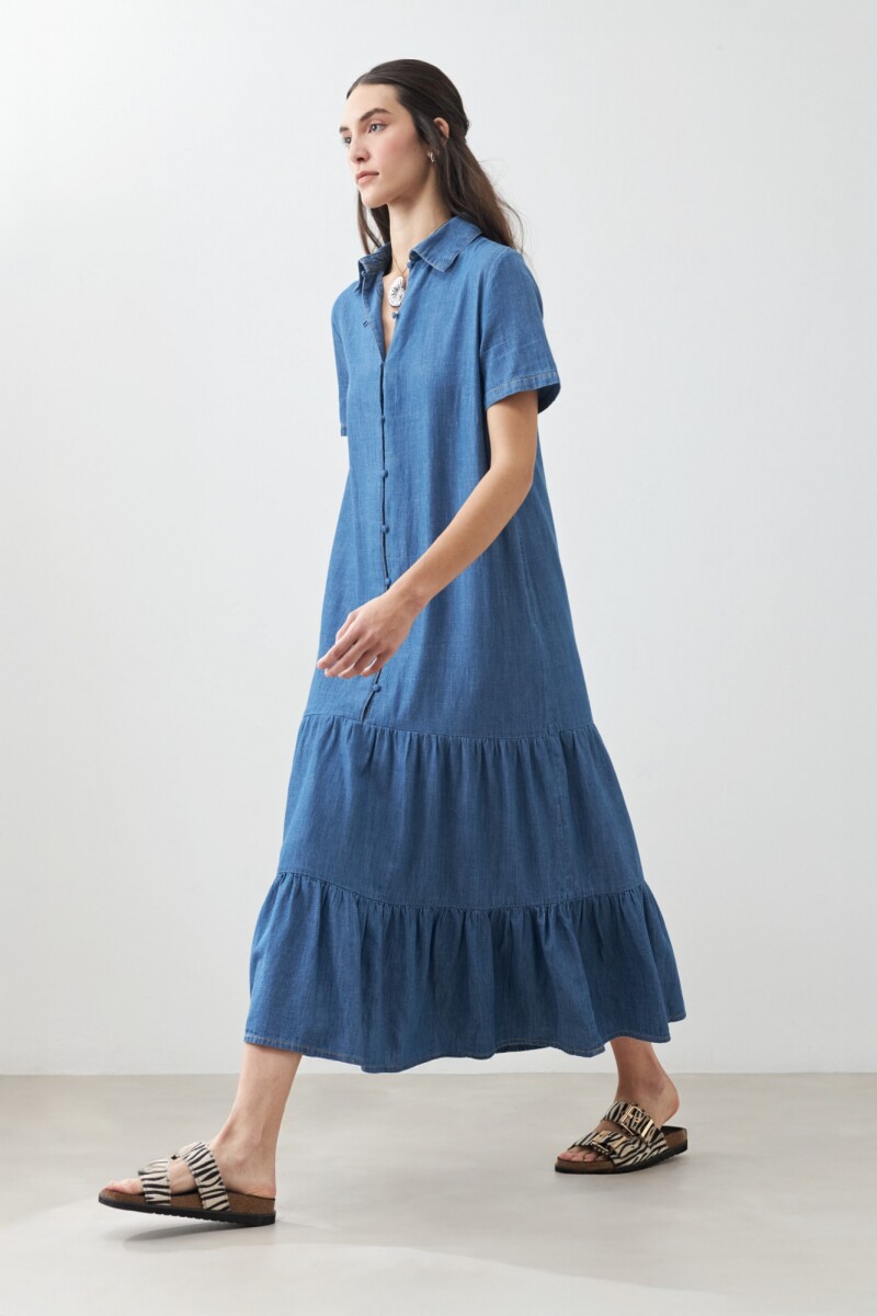 Maxi vestido de jean jean medio