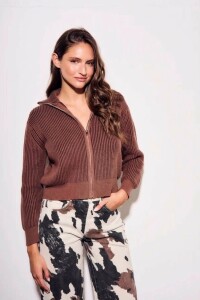 Campera Tejida Algodon Chocolate