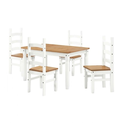 Juego De Comedor 4 Sillas Madera Maciza Blanco - Corona Juego De Comedor 4 Sillas Madera Maciza Blanco - Corona