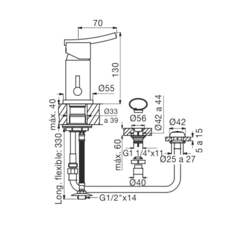 GRIFERIA DE BIDET MONOCOMANDO CROMO FV 000