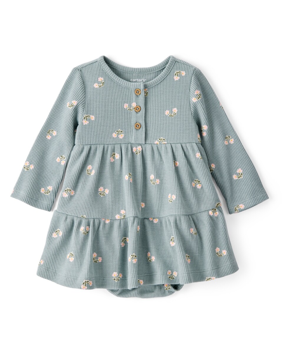 Vestido de algodón térmico, escalonado, diseño floral 