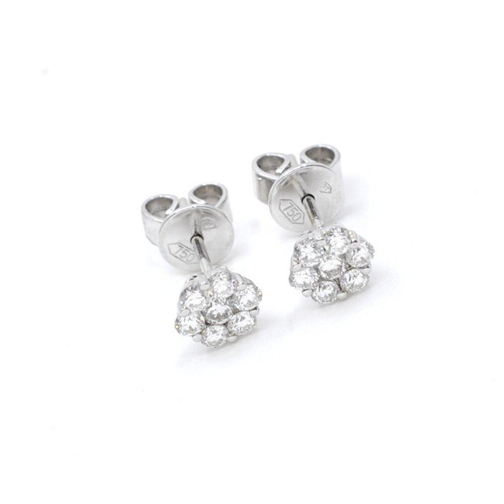 Caravanas En Oro 18K Blanco Y Brillantes Caravanas En Oro 18K Blanco Y Brillantes