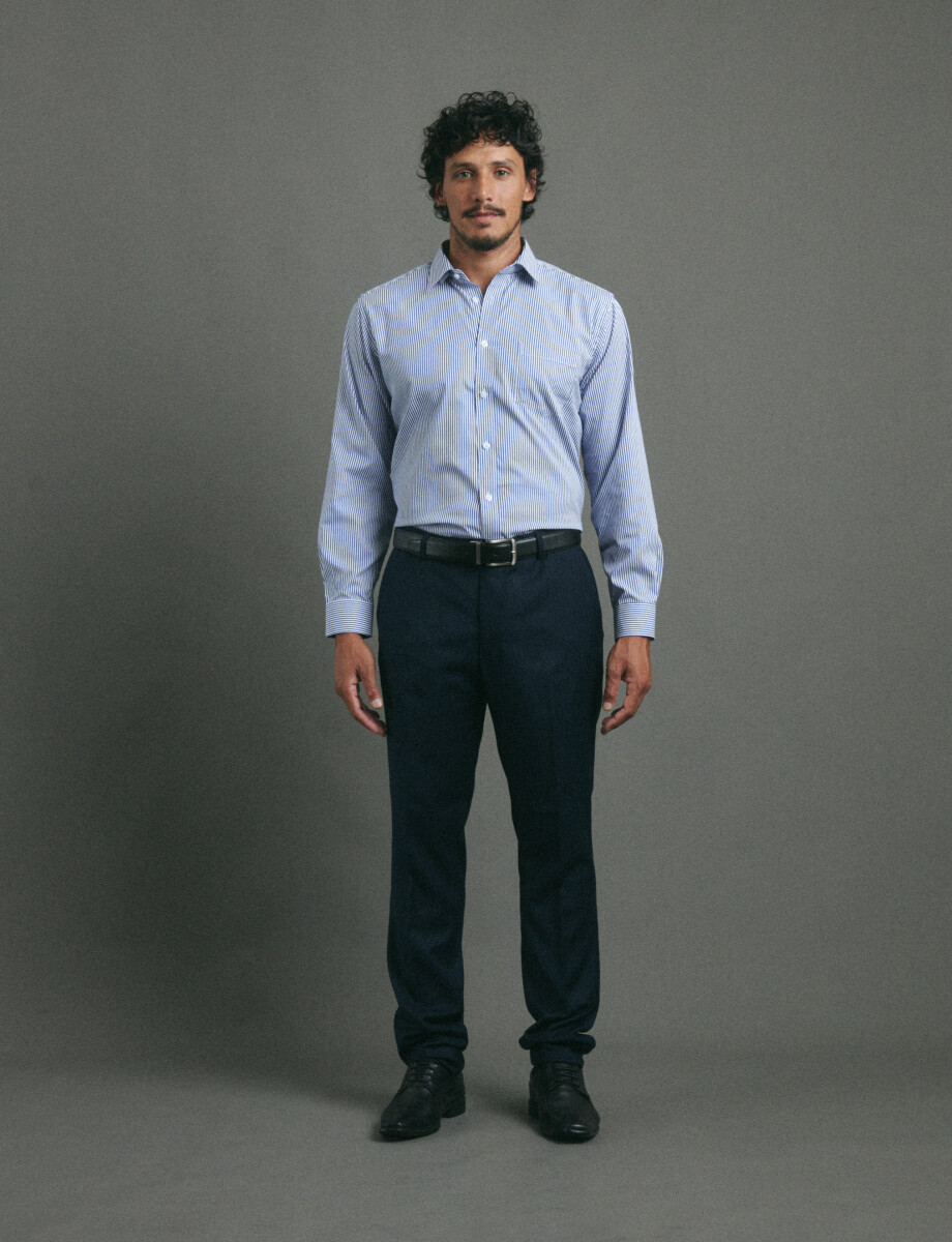 012687 CAMISA HARRINGTON LABEL Azul/blanco