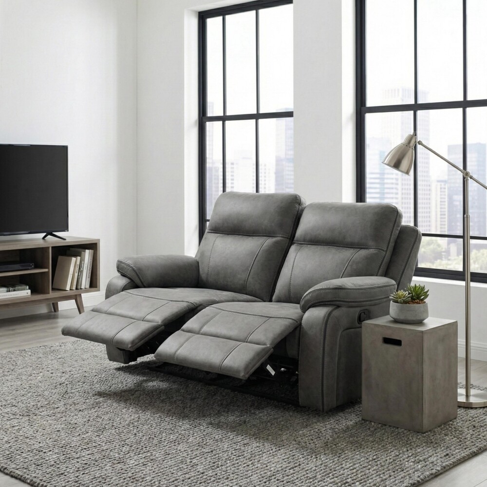 Sillón Recliner Apollo - 2 Cuerpos Marrón Gris
