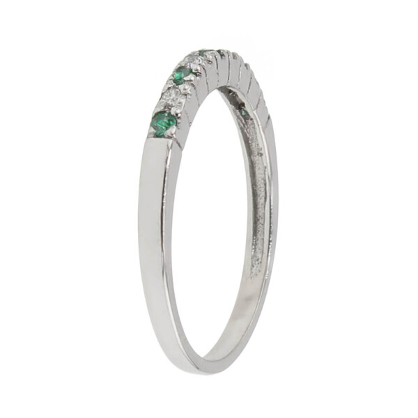 Anillo medio sinfín Clásico S de oro blanco 18k con brillantes y esmeraldas Anillo medio sinfín Clásico S de oro blanco 18k con brillantes y esmeraldas