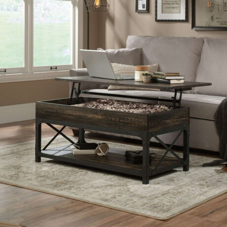 Mesa Ratona Articulada Sauder Linea Steel River Marron Oscuro