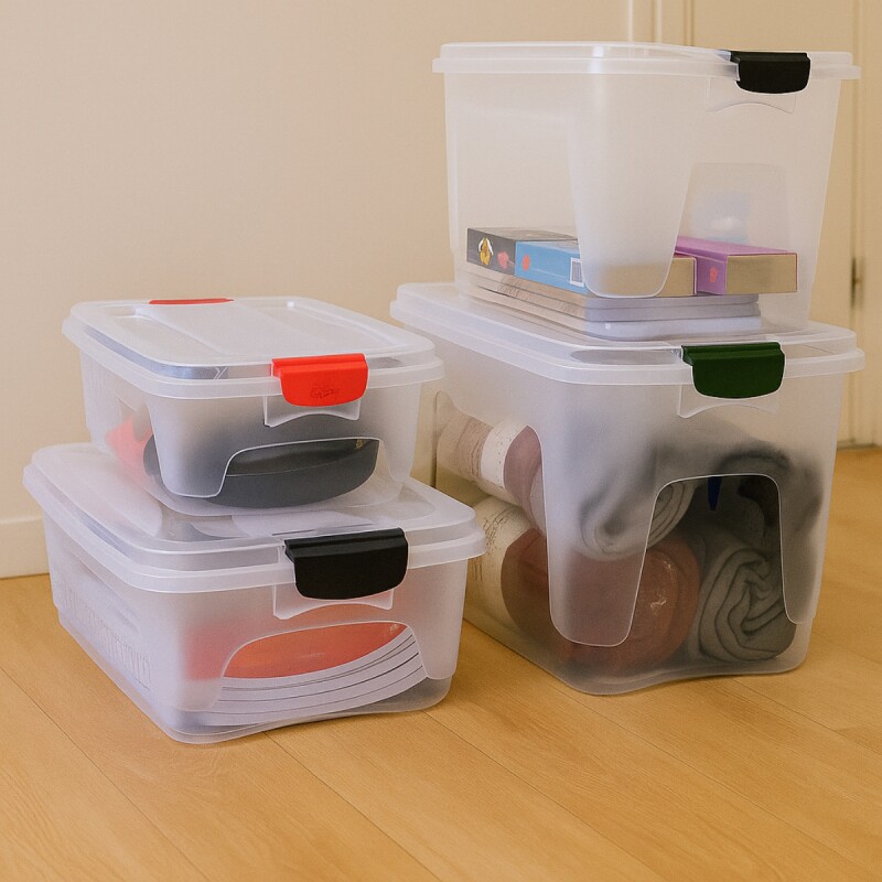 Set x3 Caja organizadora 20 lts Alta TRANSPARENTE