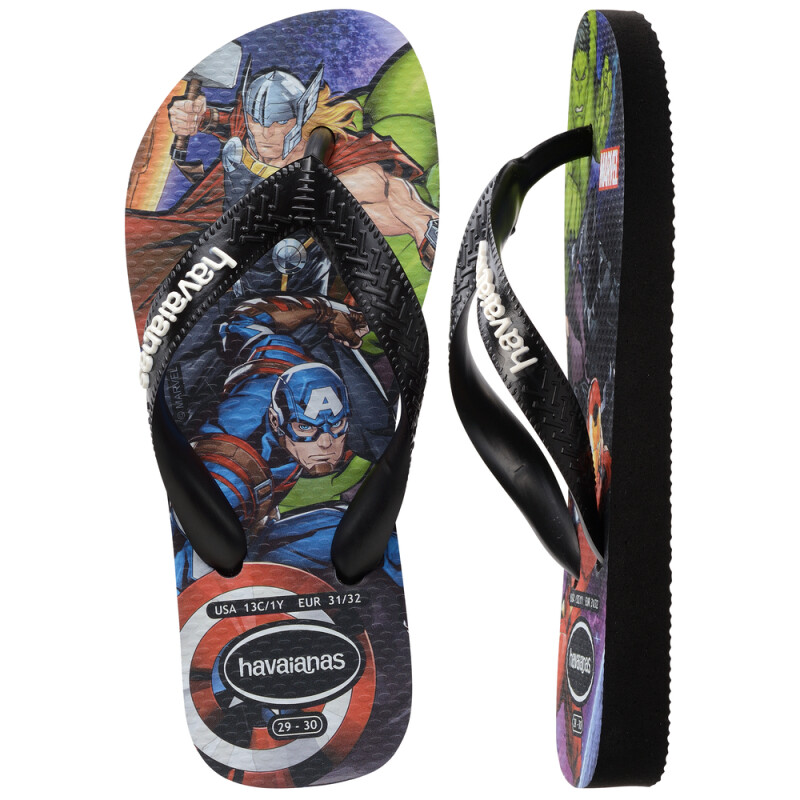 Sandalias Havaianas Kids Top Marvel Ii Niños Negro