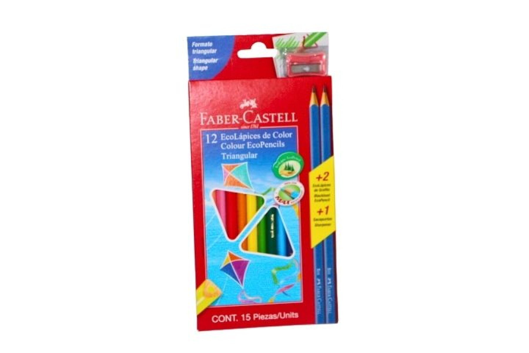 LAPICES FABER 12 COLORES + 2 LAPICES NEGROS + 1 SACAPUNTAS 