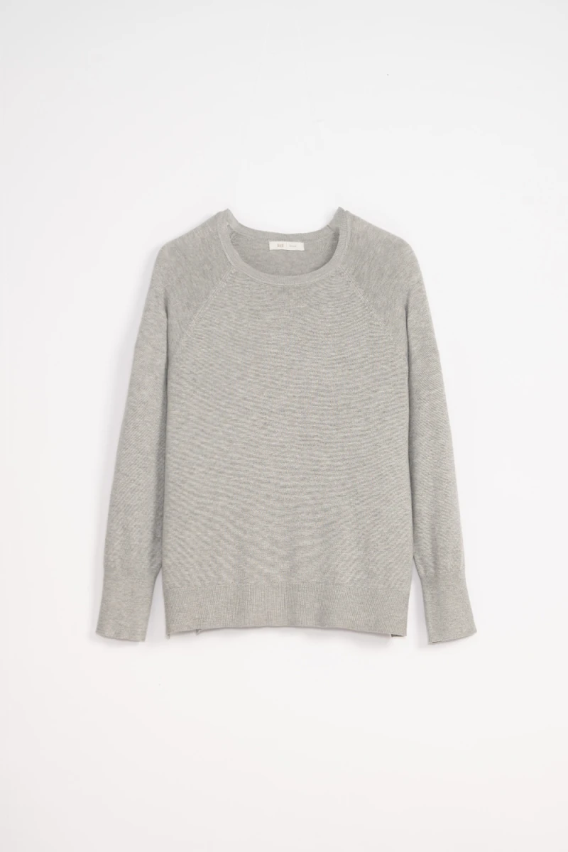 Buzo básico cuello redondo Gris
