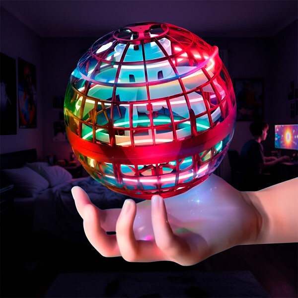 Bola Voladora Magica C/ Luces Spinner Drone Boomerang Color Rojo