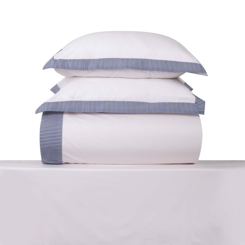 JUEGO DE SABANAS 2 PLAZAS ALGODON AZUL STRIPE 200H MARINO