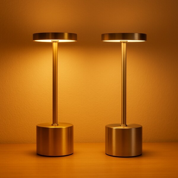 Lampara De Mesa De Luz Led Recargable De 34cm Dorado