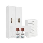 COMBO DORMITORIO - ROPERO 4 PUERTAS + CÓMODA + RESPALDO + 2 MESAS DE LUZ COMBO DORMITORIO - ROPERO 4 PUERTAS + CÓMODA + RESPALDO + 2 MESAS DE LUZ