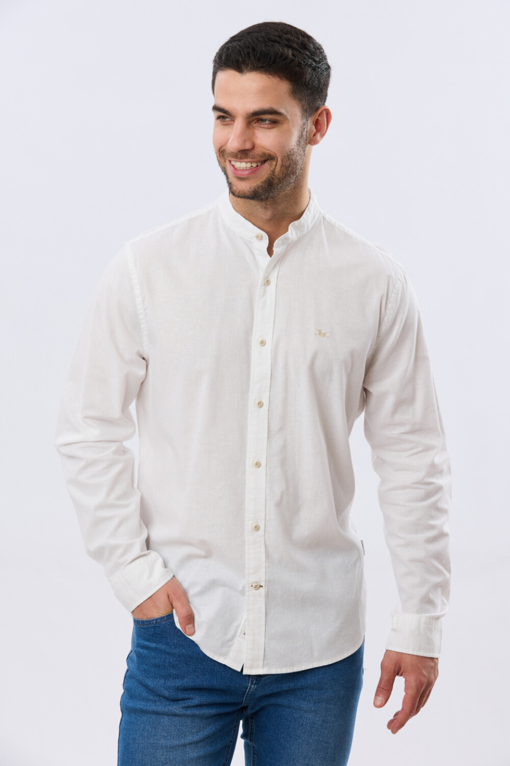 CAMISA LINO CUELLO MAO Blanco