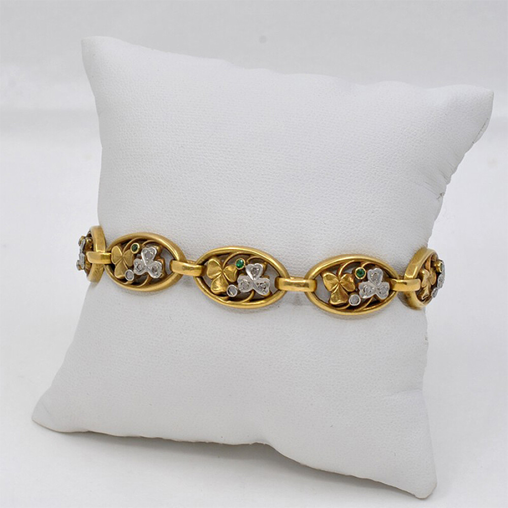 Pulsera Oro 18K Con Diamantes Y Esmeraldas Pulsera Oro 18K Con Diamantes Y Esmeraldas