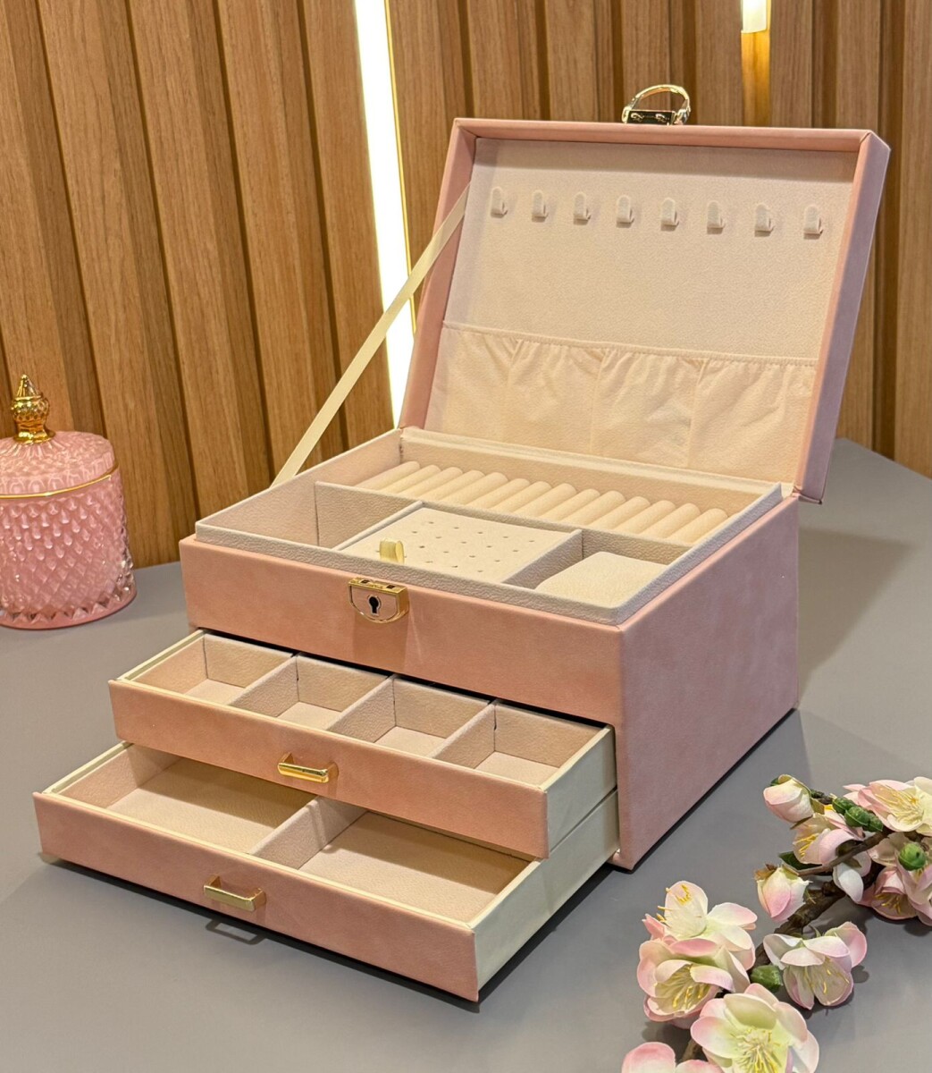 Joyero Organizador Cuero Sintético Alto 13cm x Largo 23cm x Ancho 17cm 