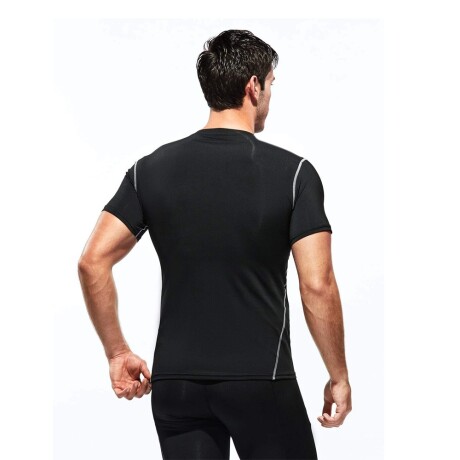 Remera Deportiva de Manga Corta para Hombre de Lycra Negro