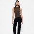 V-SL BOATNECK TOP PRINT BROWN CHEETAH