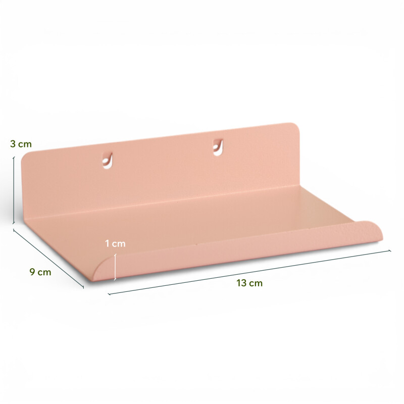 Estante organizador pequeño con borde para panel perforado pegboard metálico Rosado