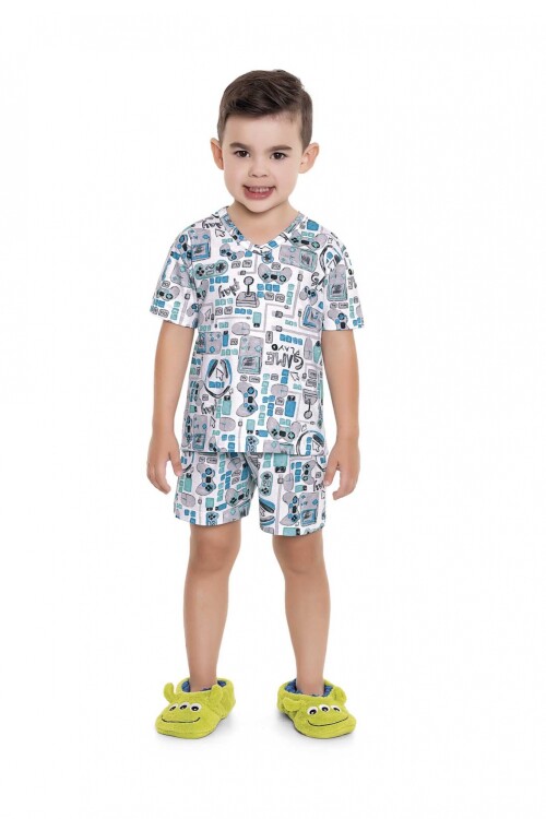 Conjunto de pijamas para niños (camiseta y shorts) BLANCO