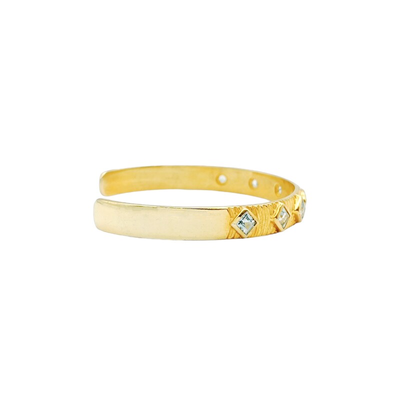 Brazalete Pune-Plata Rodinada con micra oro 18k-Piedra Topacio Azul-BR2001 Conpiedra