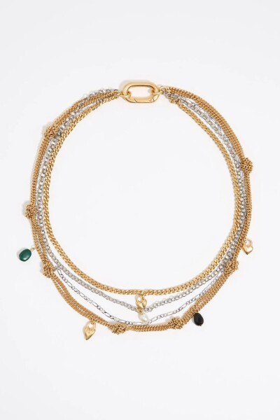 COLLAR MULTICADENAS CORAZONES Oro