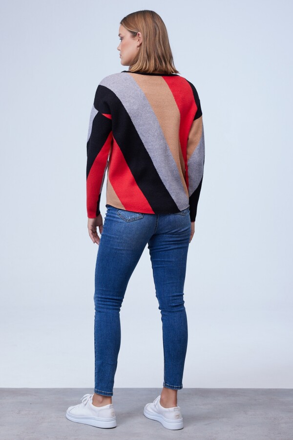 Buzo Dolman Colorblock MULTI/ROJO