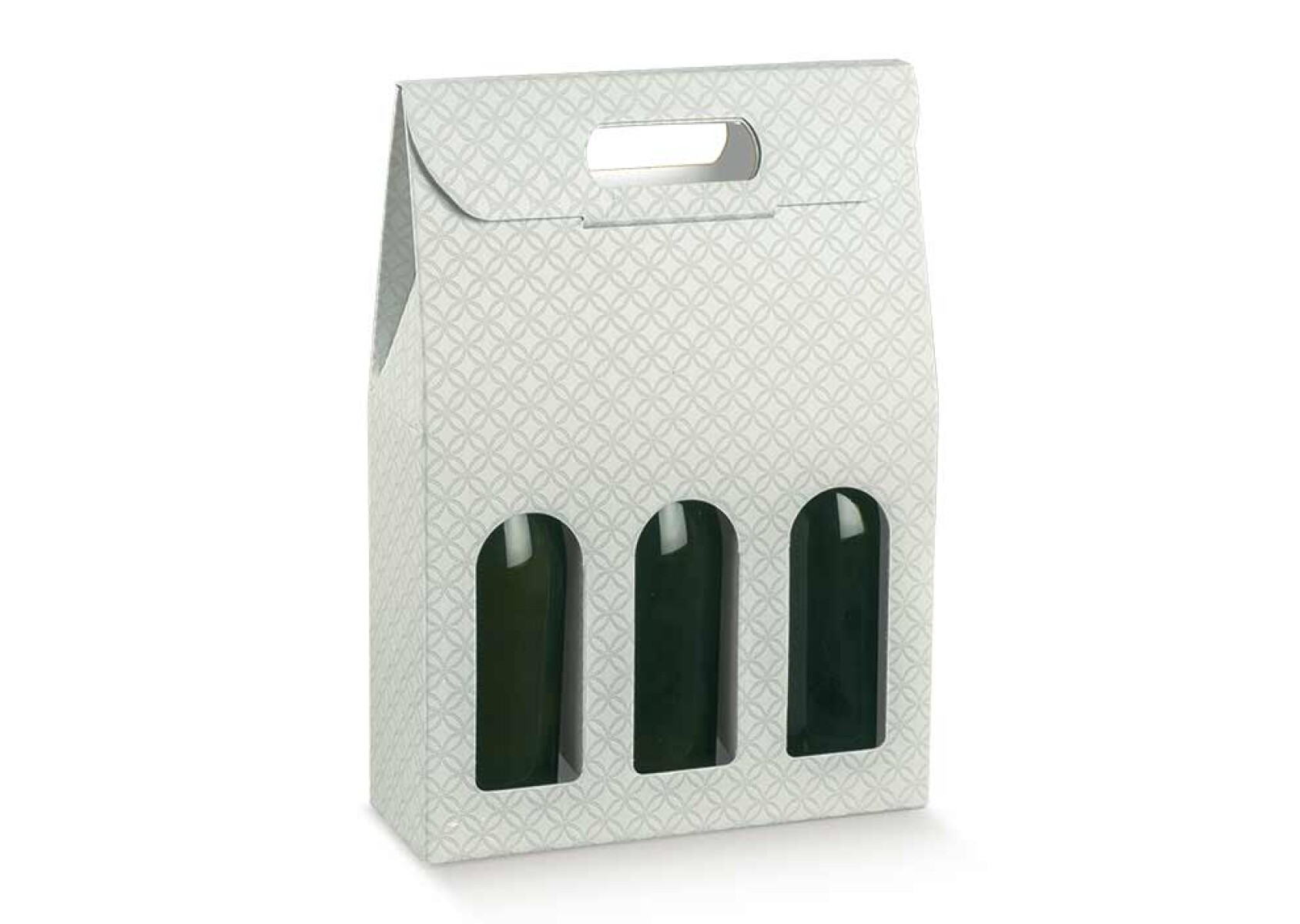 Caja c/ventana 3 botellas 27x9x38,5 - 37408 - MATELASSE GRIGIO 