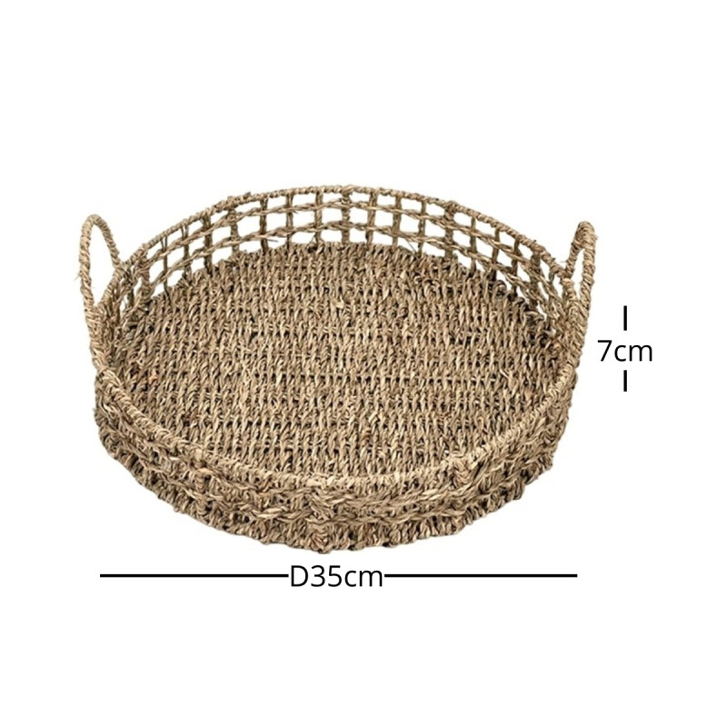 Bandeja centro de mesa con asas Fibras naturales 35x7cm NATURAL