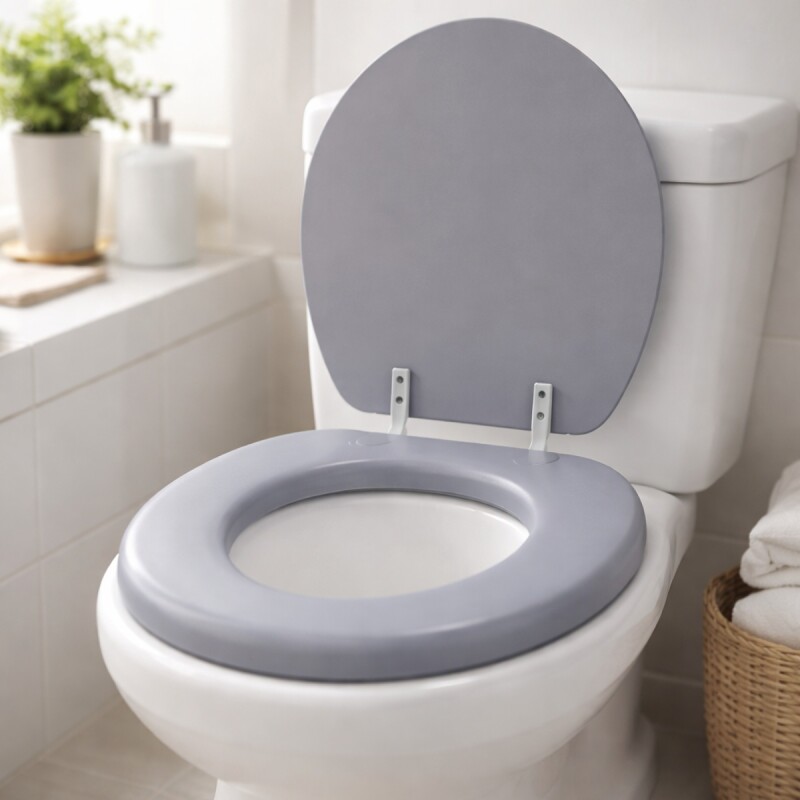 Asiento De Inodoro Acolchonado Universal GRIS