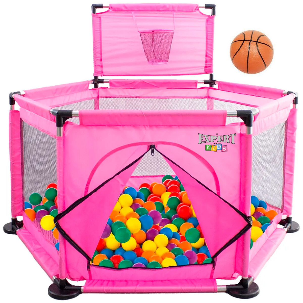 Corral Plegable C/ Puerta Corralito Pelotero Bebé - Rosa 
