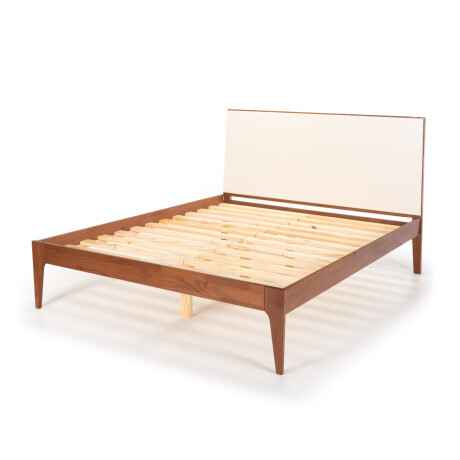 Cama Happy - Queen Roble Claro y Off white