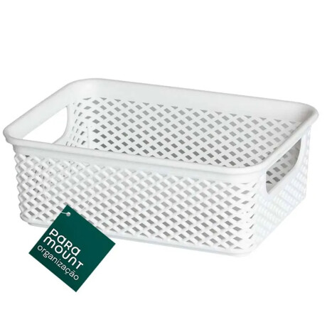 Caja Cesto Organizador en Plástico Calado Línea 17x12x6Cm Blanco