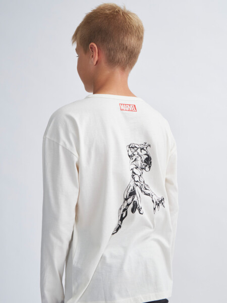 Camiseta manga larga estampada Blanco Marvel