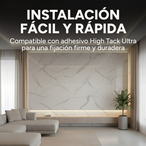 Pack x5 Placa PVC Símil Mármol 2,44x1,22m 3mm Resistente Gris Claro 2