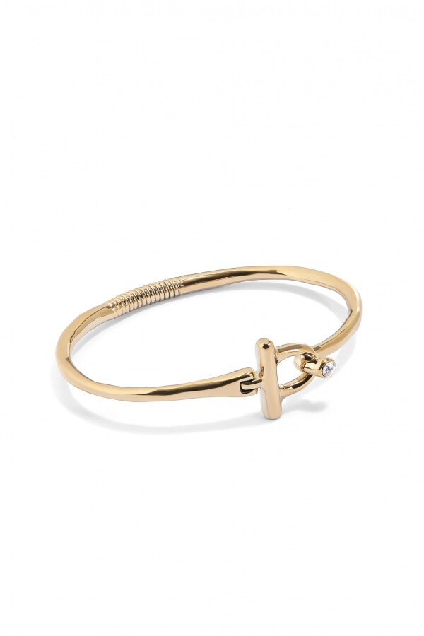 PULSERA CON CIERRE FRONTAL BAÑADA EN ORO 18K CON TOPACIO BLANCO ORO