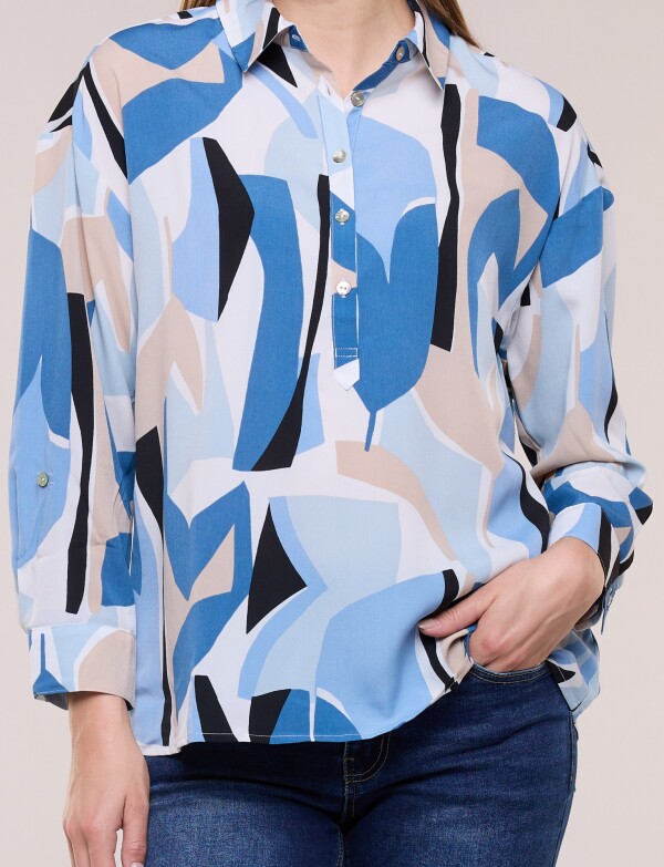 Blusa Estampado Abstracto MULTI/AZUL