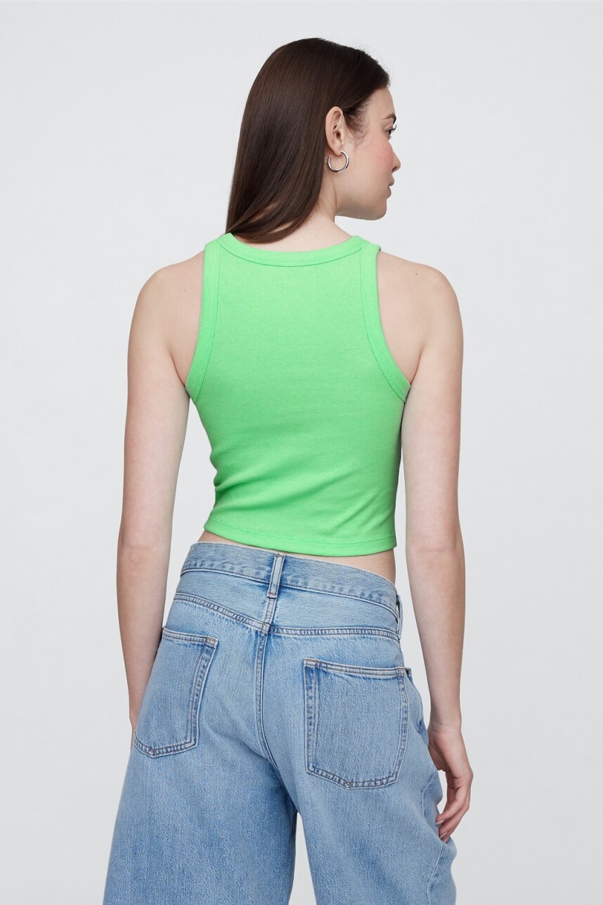 Musculosa Crop Mujer Neon Lime Green