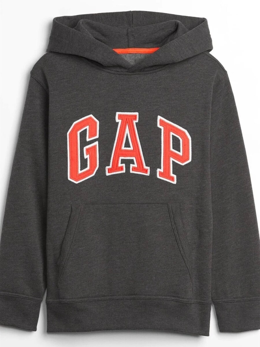 Buzo Canguro Logo Gap Con Felpa Niño - Charcoal Grey 