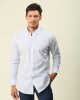 Camisa Sport Algodón Manga Larga Blanca con Raya Celeste