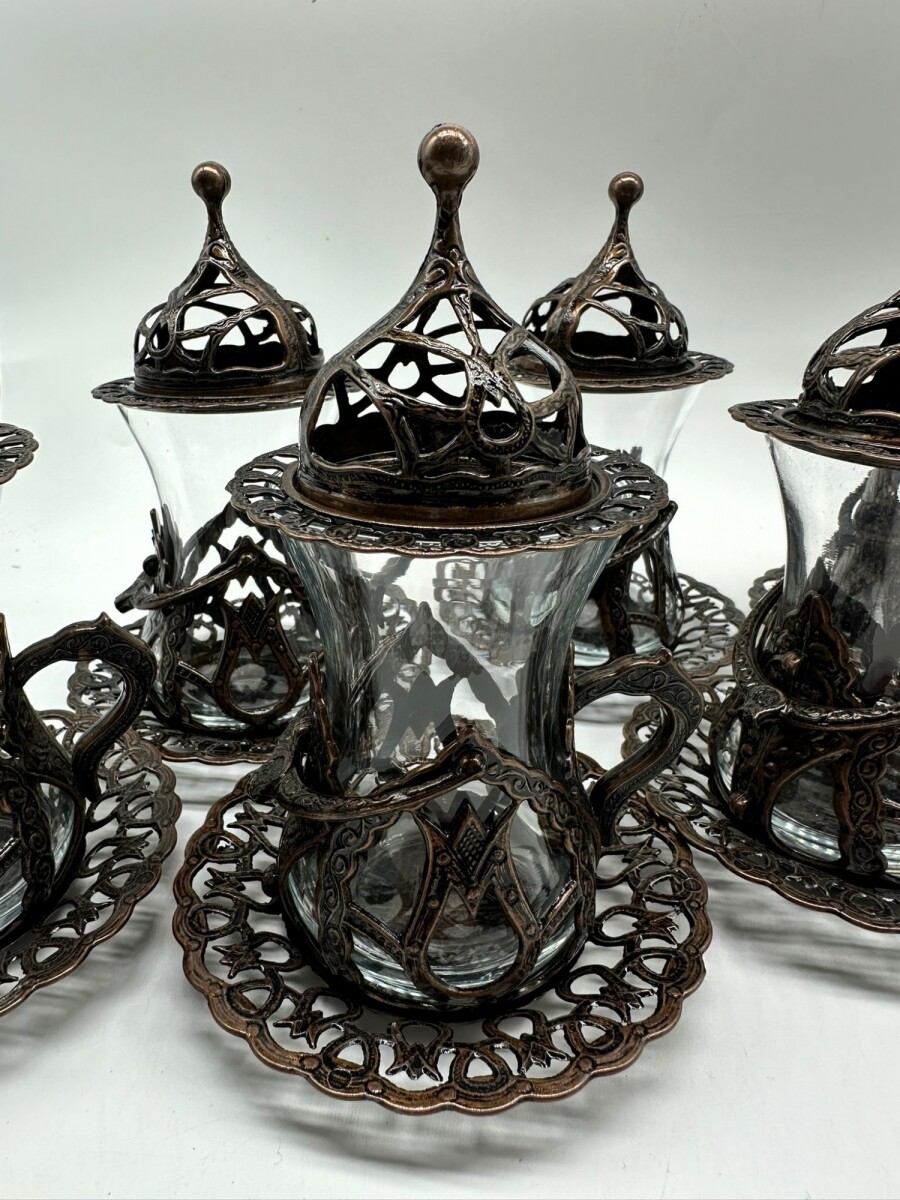 Juego de metal cobre con tajine x6 