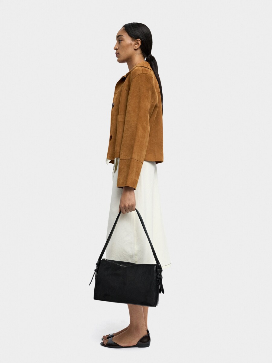 Bolso De Hombro Efecto Piel negro
