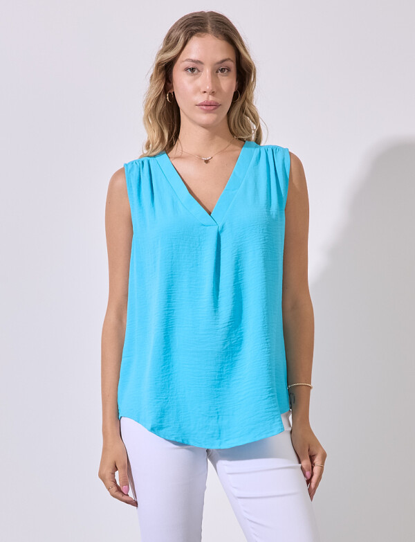 Blusa Escote V TURQUESA