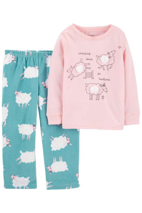 Pijama de 2 piezas de polar con estampado de ovejas 0